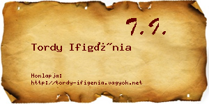 Tordy Ifigénia névjegykártya